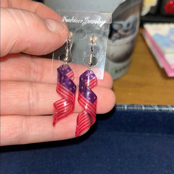 Fashion Jewelry Red and blue Dangle Earrings - Picture 1 of 3